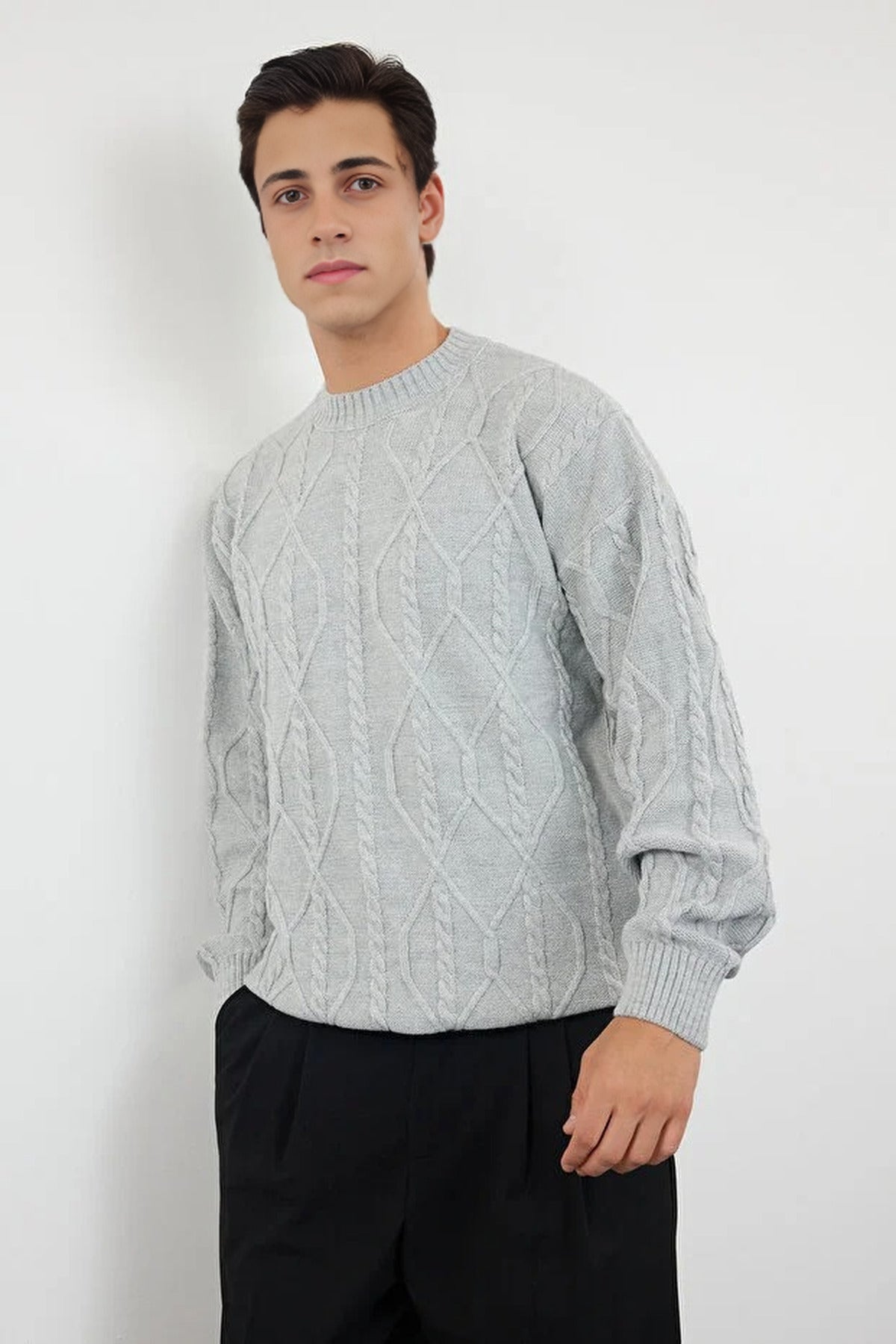 Crew Neck Hair Knit Sweater