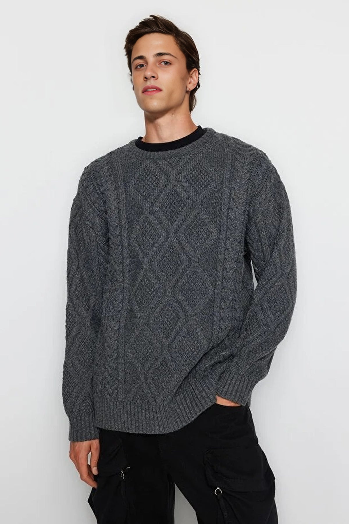 Crew Neck Hair Knit Sweater