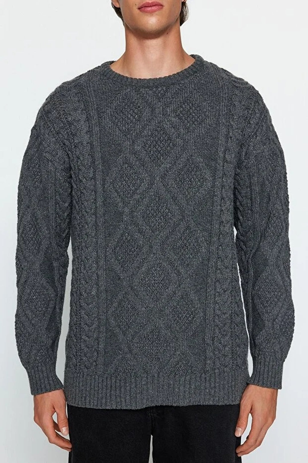 Crew Neck Hair Knit Sweater