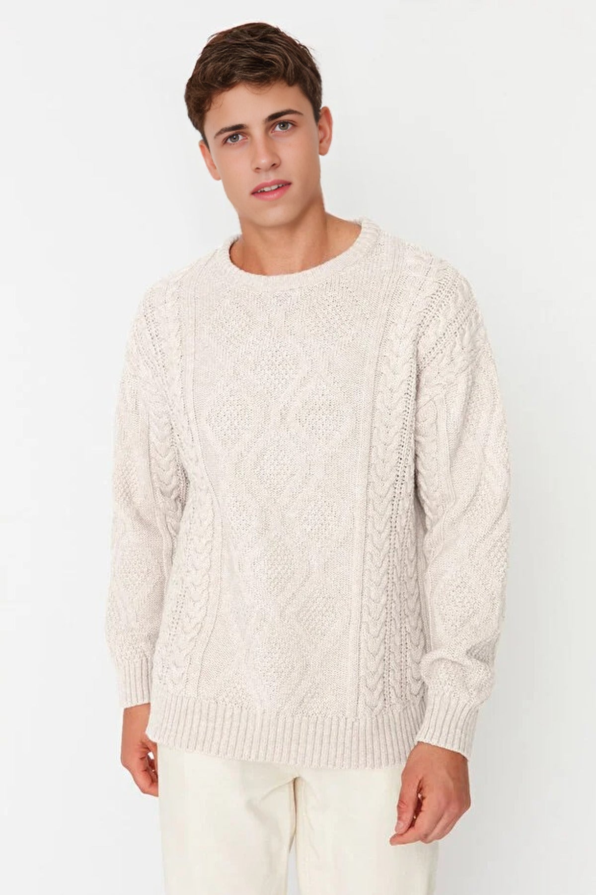 Crew Neck Hair Knit Sweater
