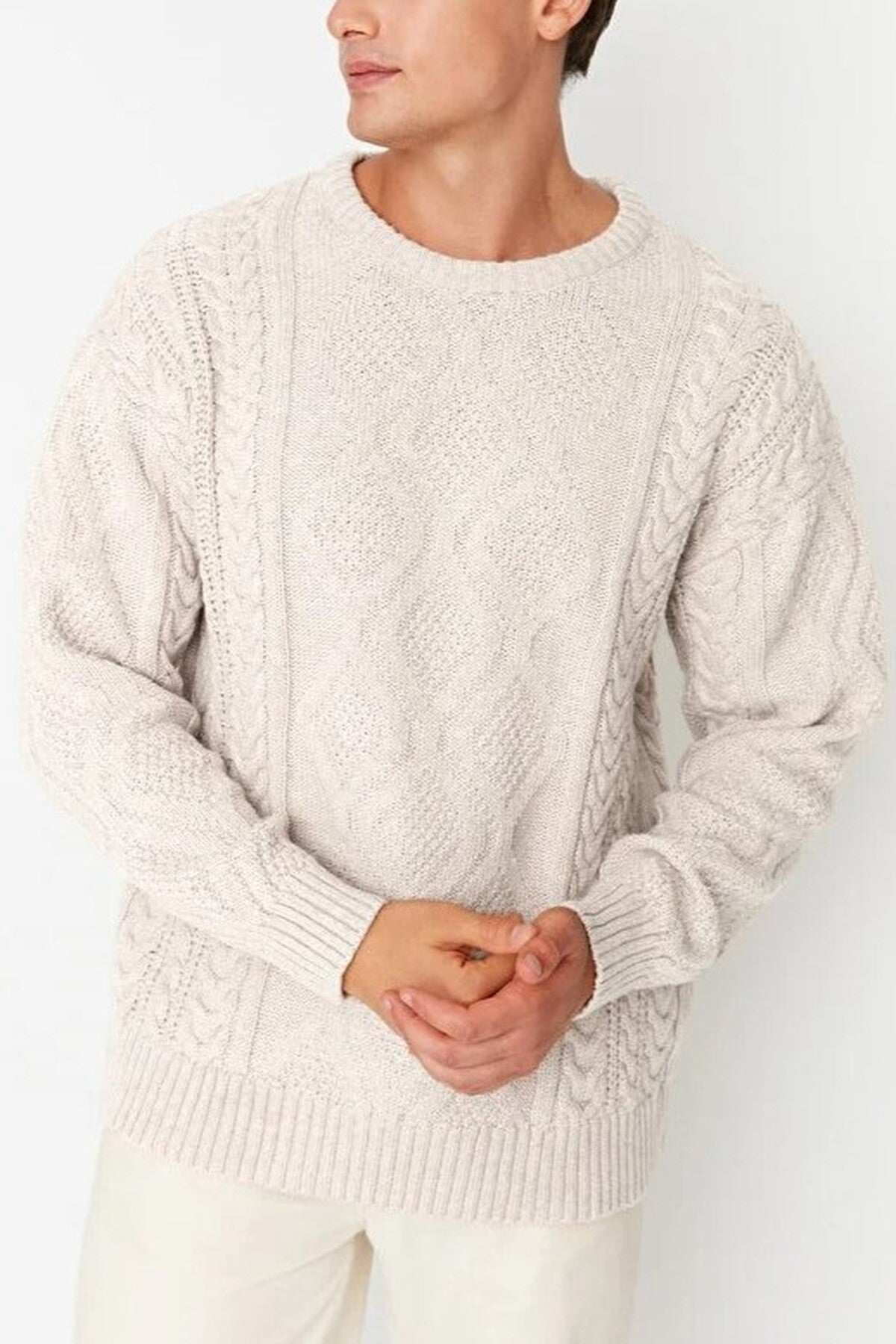 Crew Neck Hair Knit Sweater