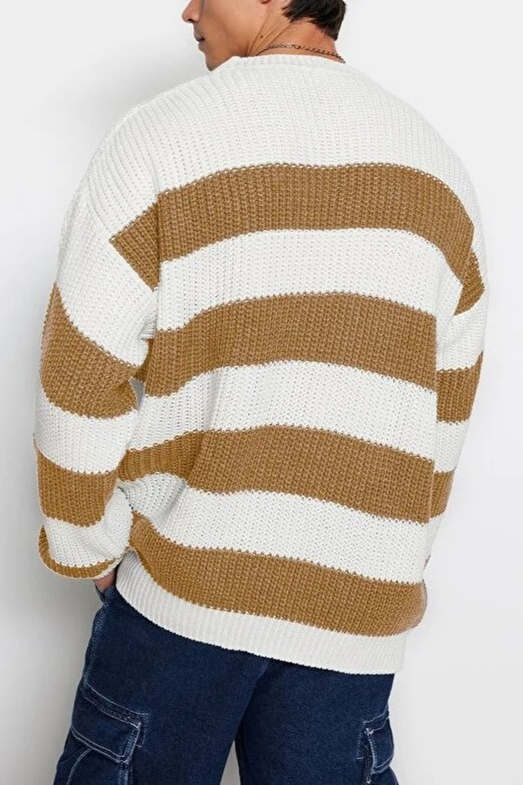 Crew Neck Striped Knit Sweater