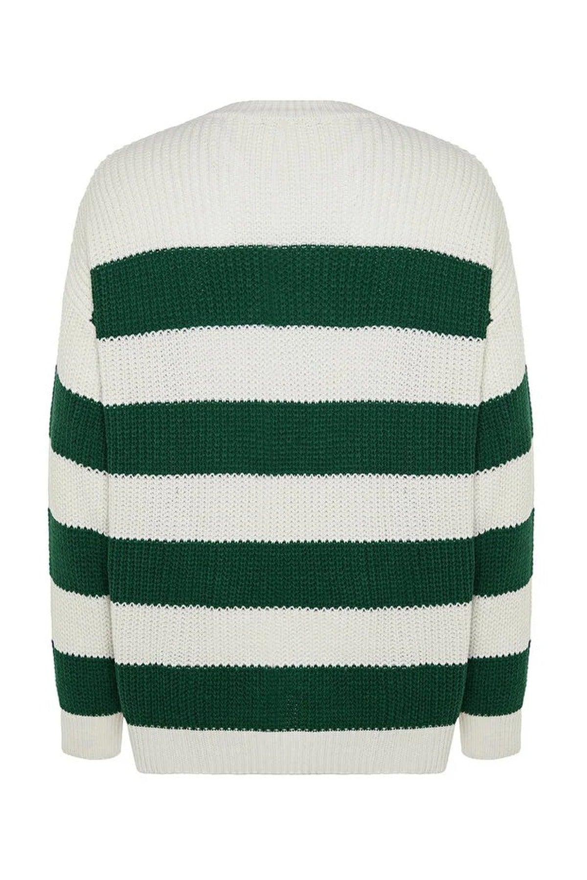 Crew Neck Striped Knit Sweater
