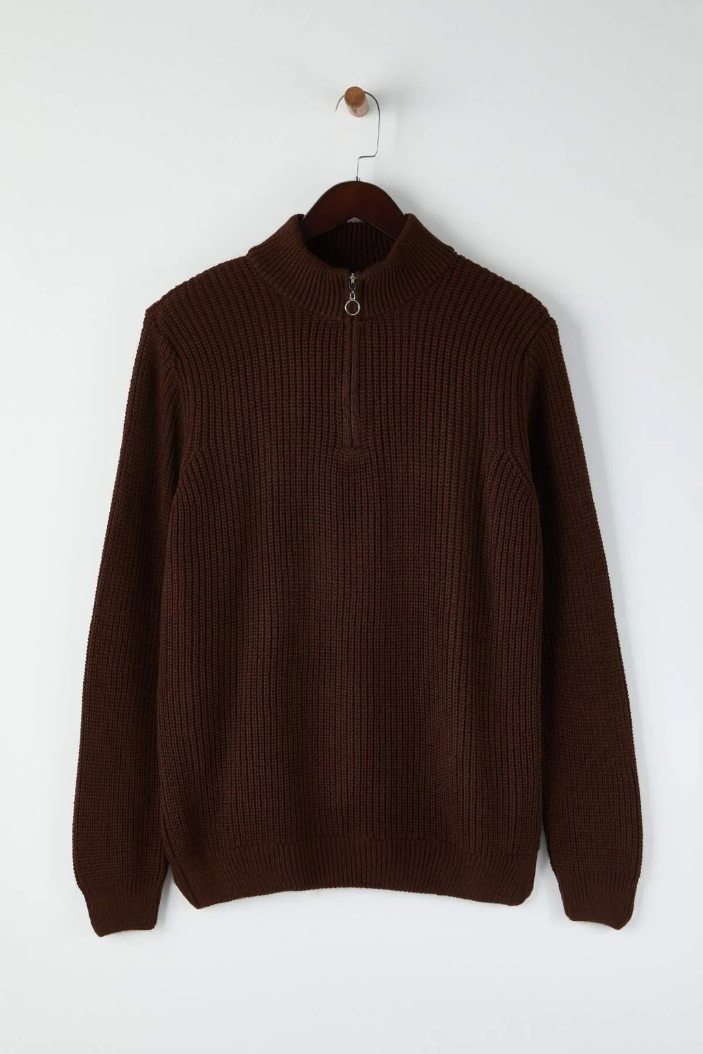 Regular Fit Half Turtleneck Zippered Sweater