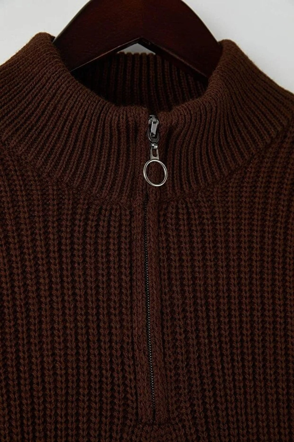 Regular Fit Half Turtleneck Zippered Sweater