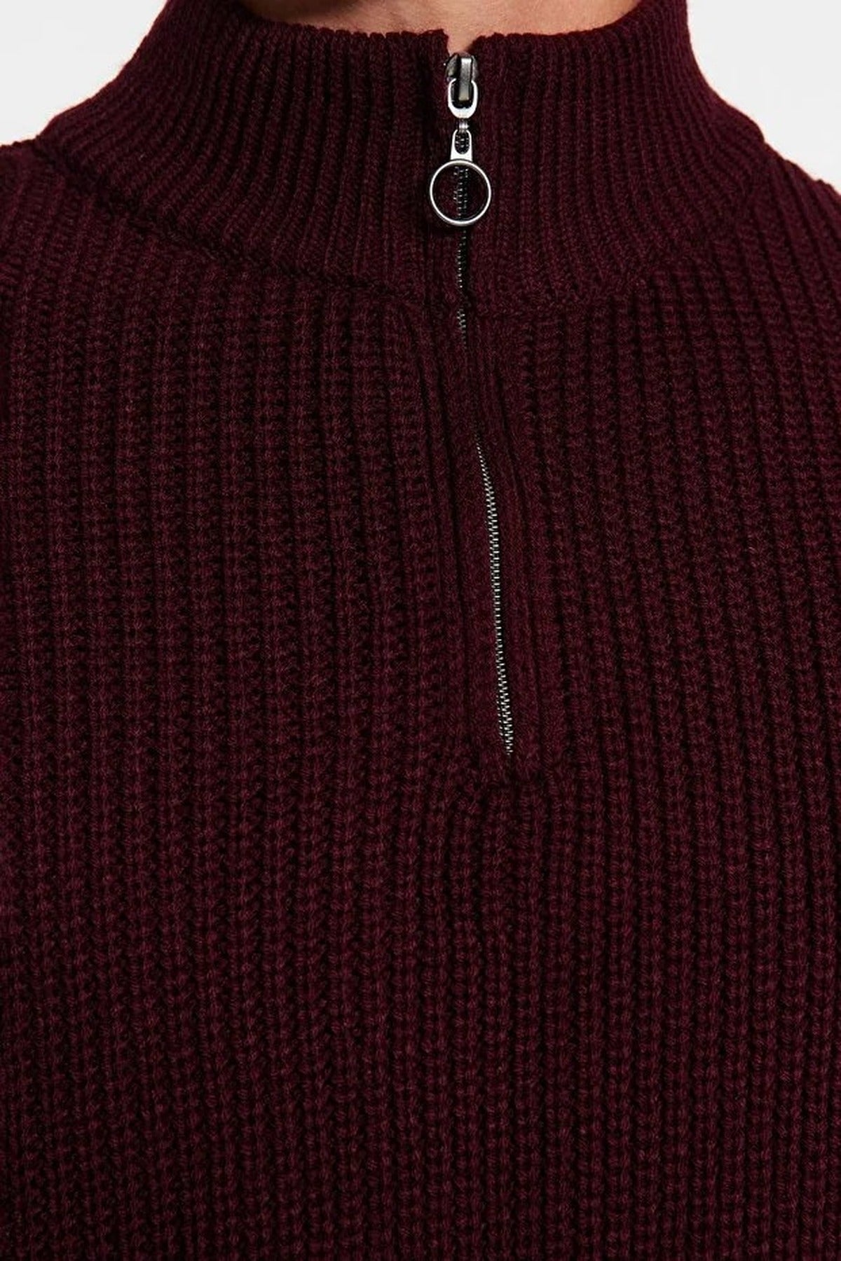 Regular Fit Half Turtleneck Zippered Sweater