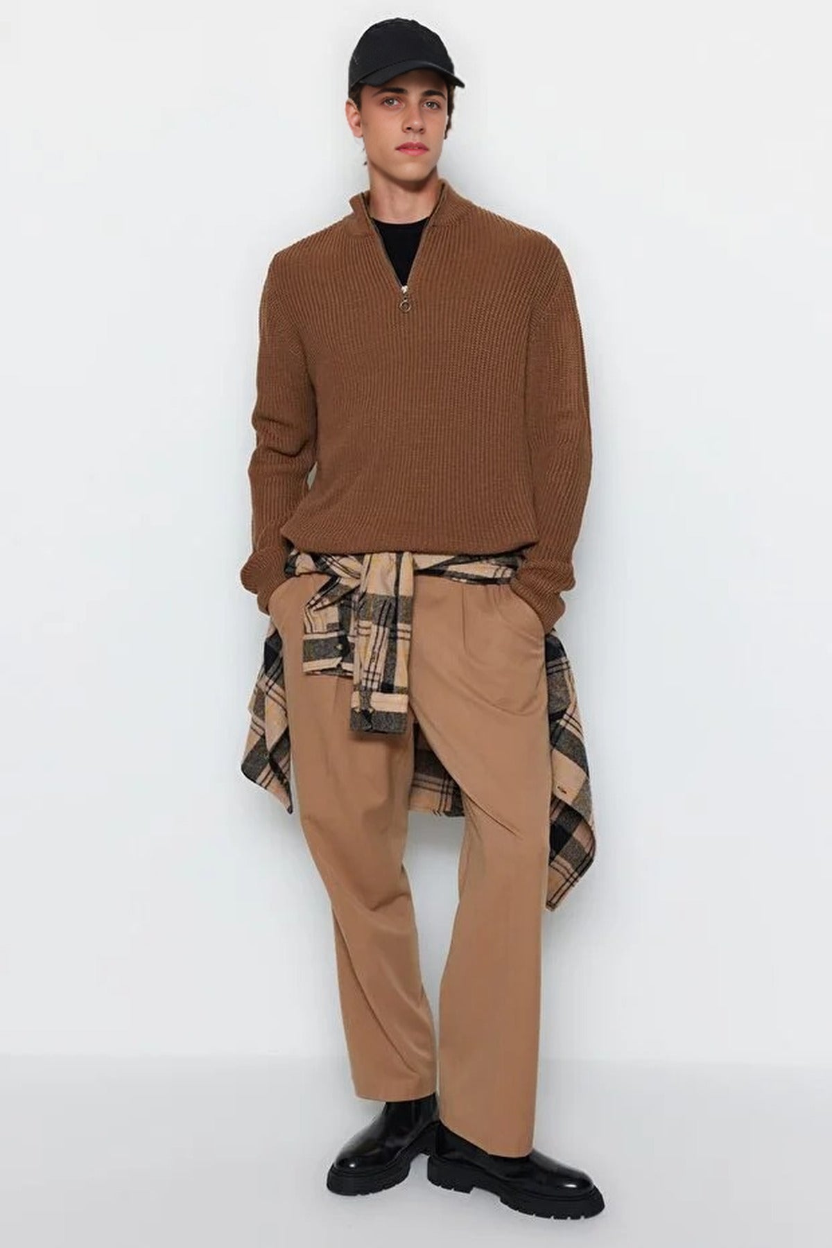 Regular Fit Half Turtleneck Zippered Sweater