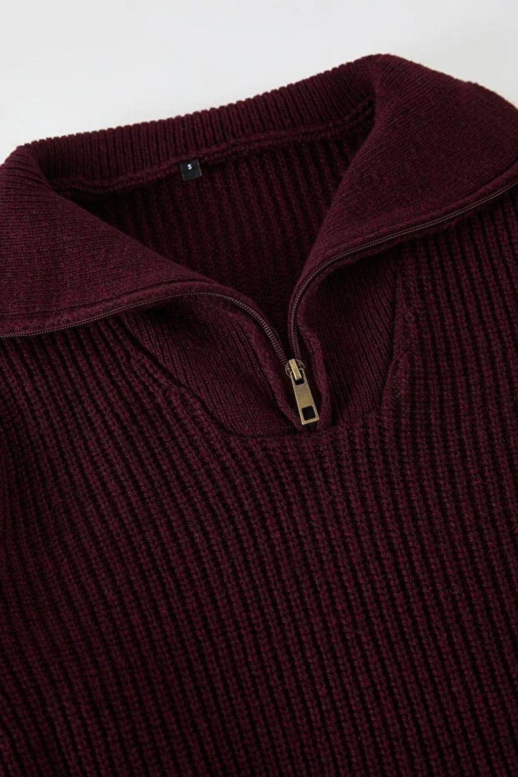 Regular Woolen Zippered Turtleneck Knit Sweater