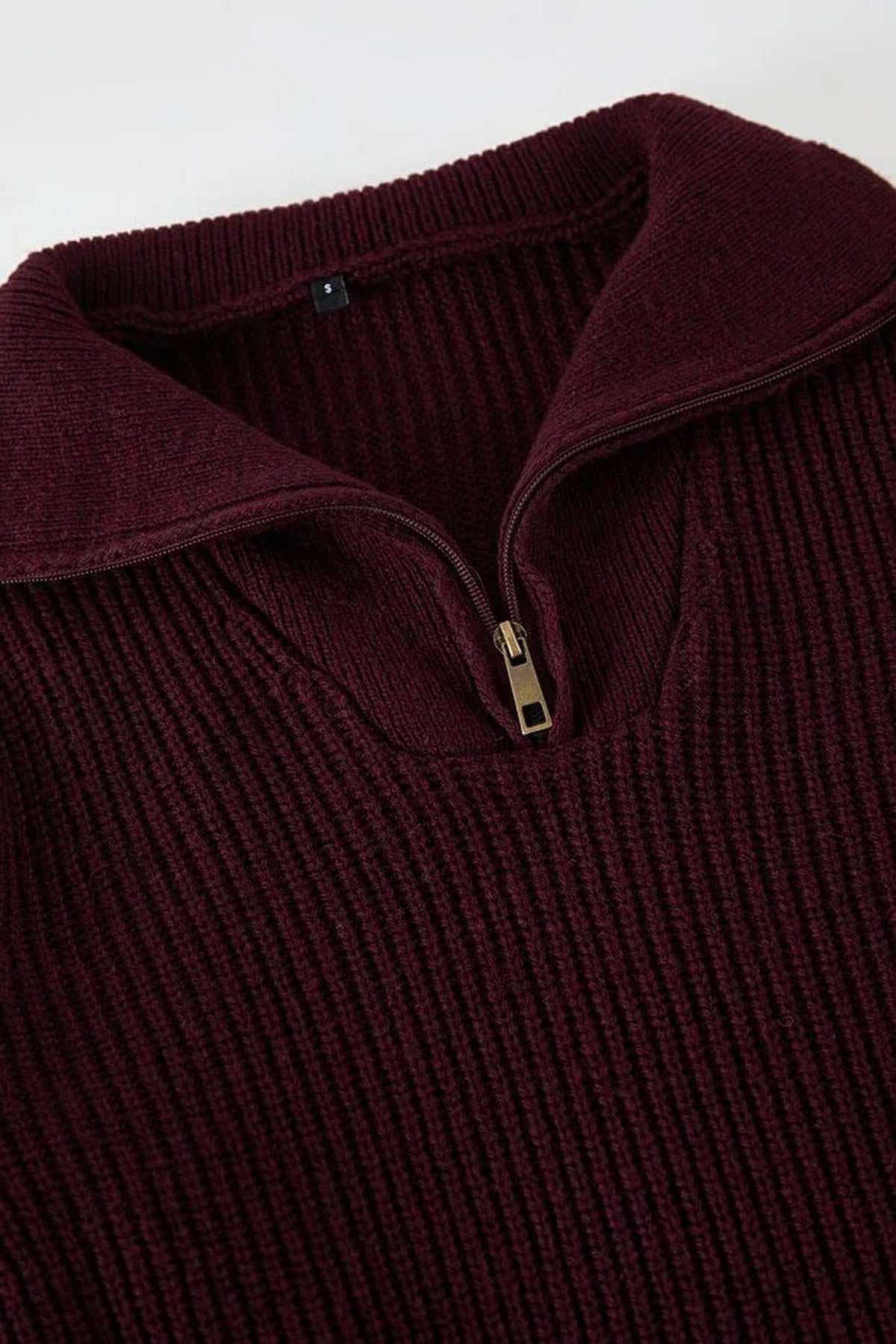 Regular Woolen Zippered Turtleneck Knit Sweater