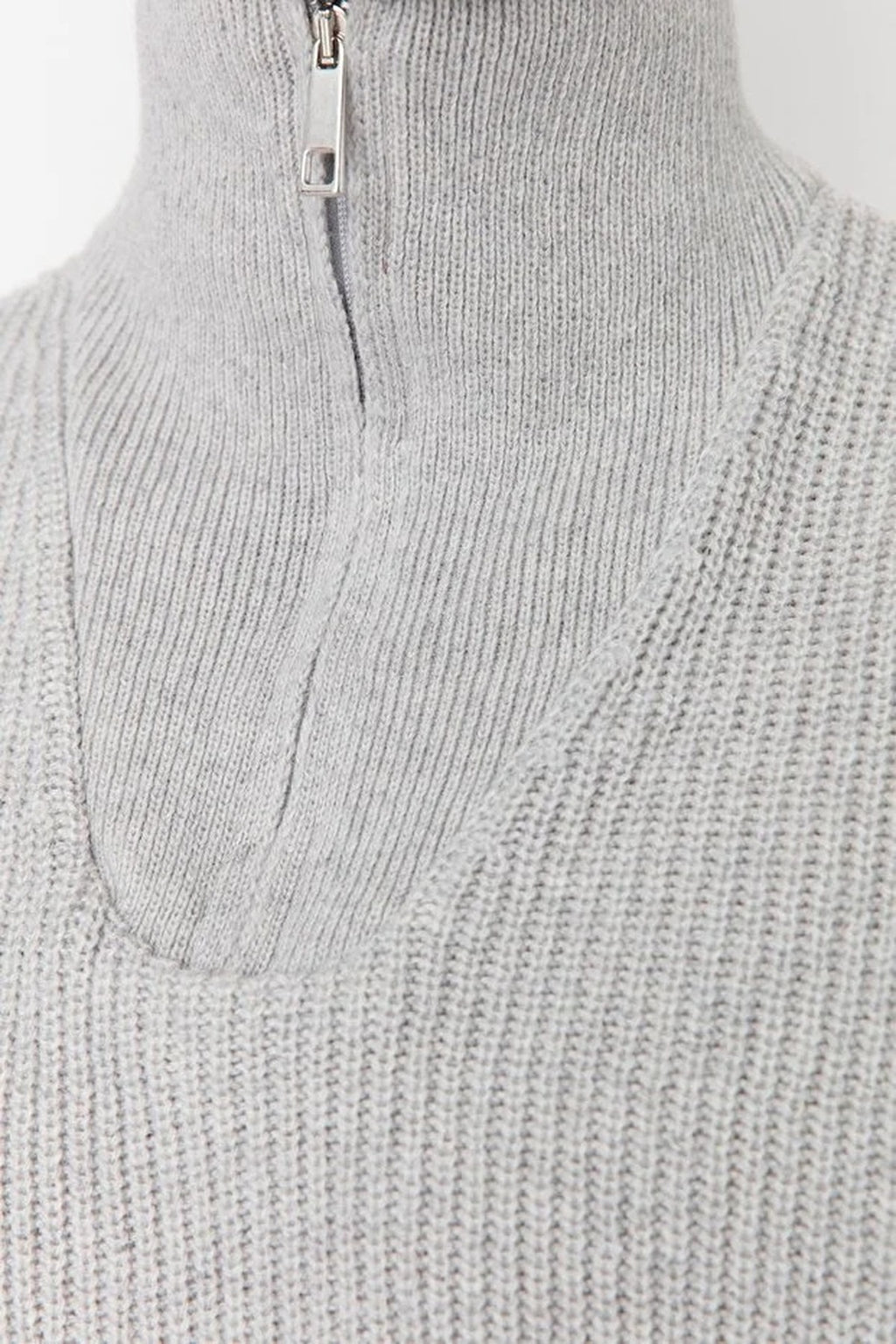 Regular Woolen Zippered Turtleneck Knit Sweater