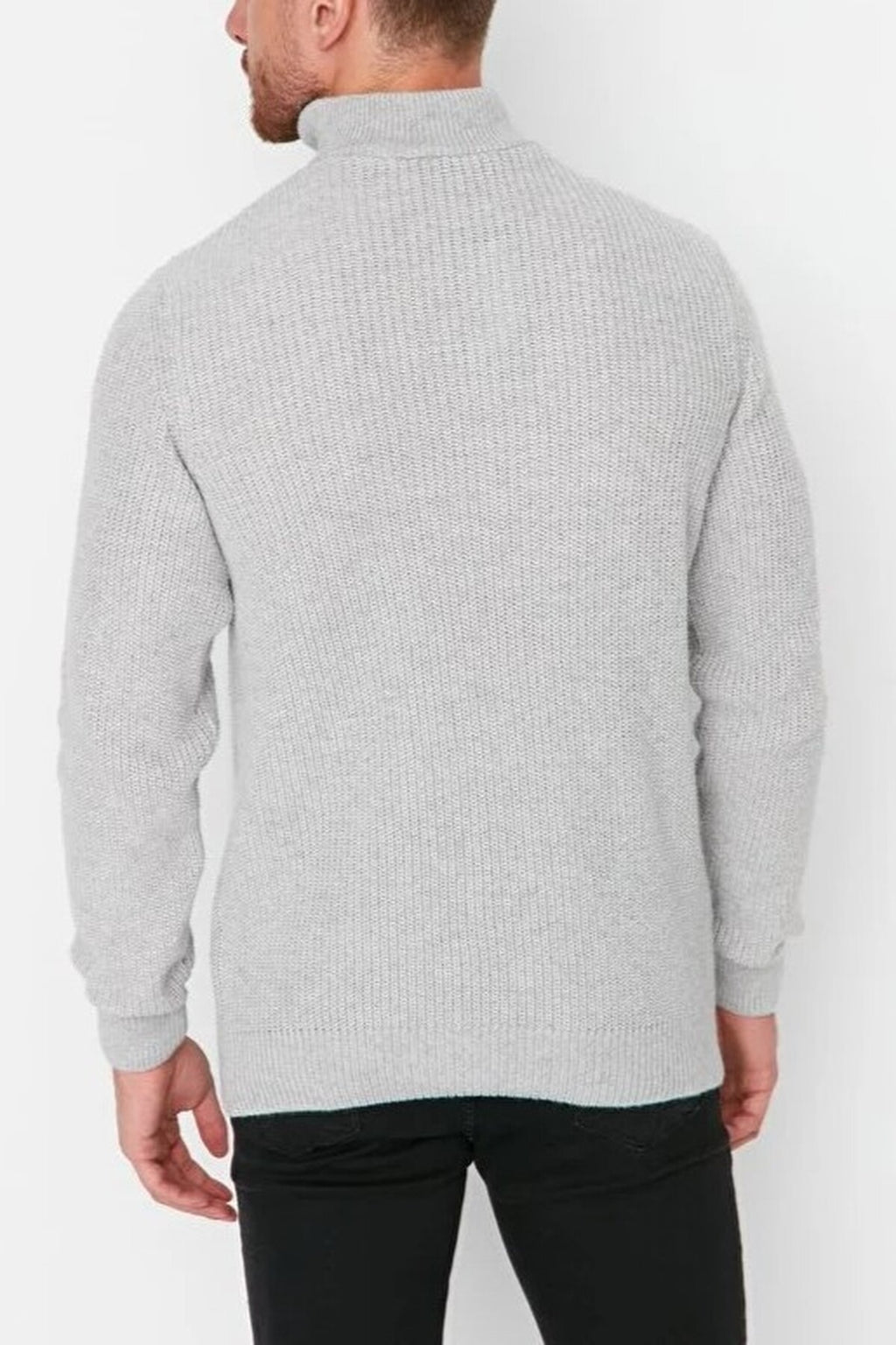 Regular Woolen Zippered Turtleneck Knit Sweater