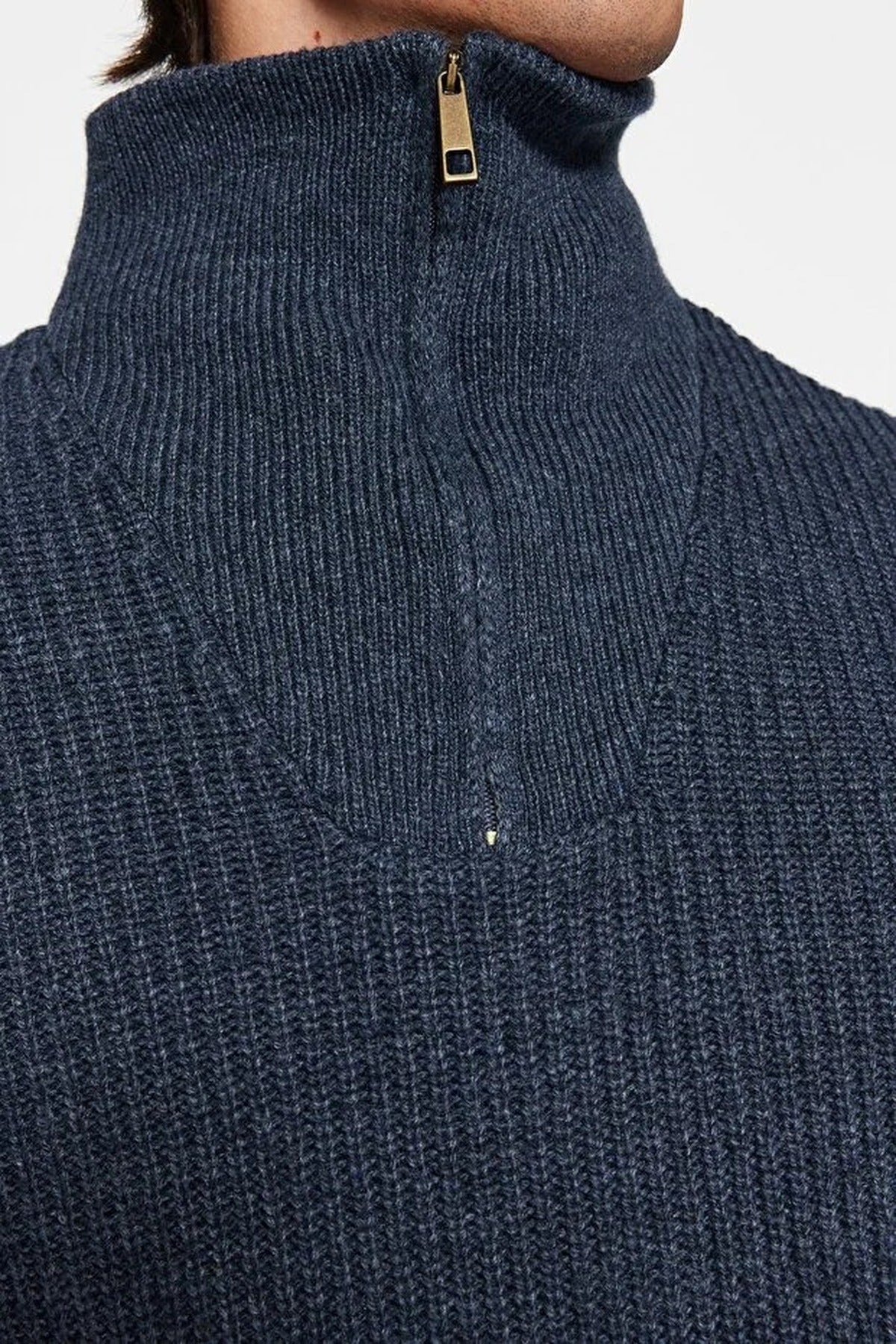 Regular Woolen Zippered Turtleneck Knit Sweater