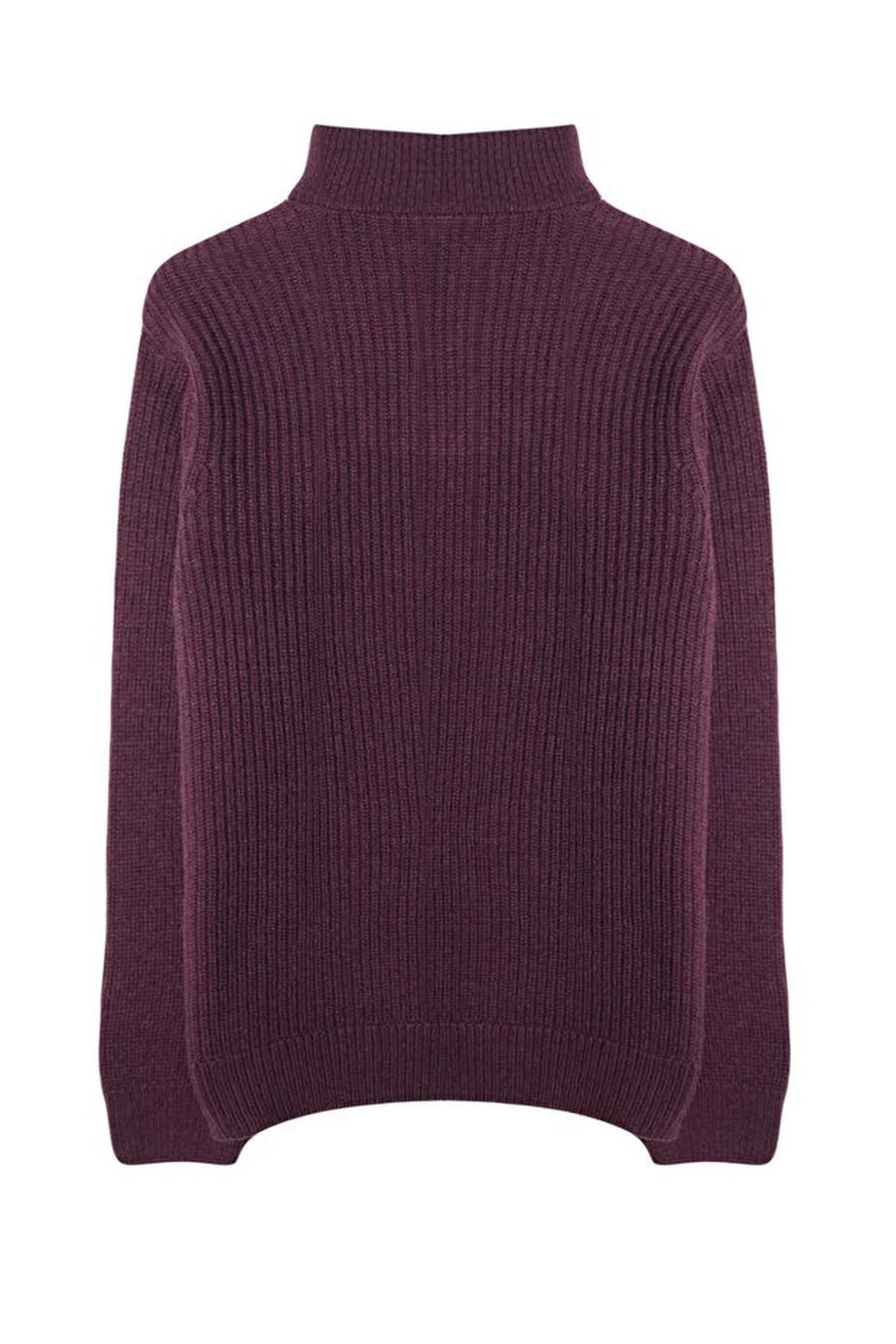 Regular Woolen Zippered Turtleneck Knit Sweater
