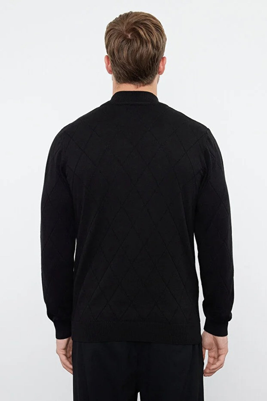 Slim Fit Half Turtleneck Zippered Collar Knit Sweater