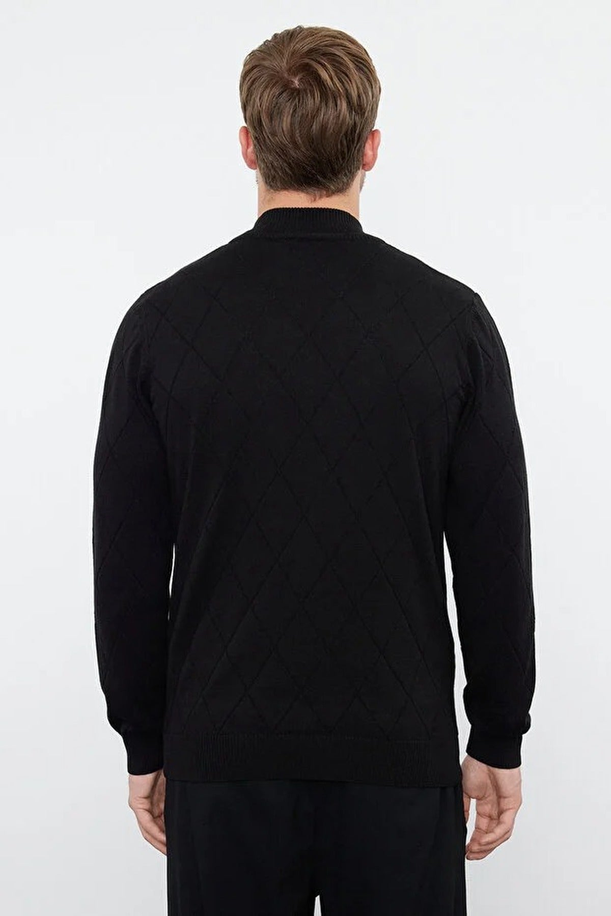 Slim Fit Half Turtleneck Zippered Collar Knit Sweater