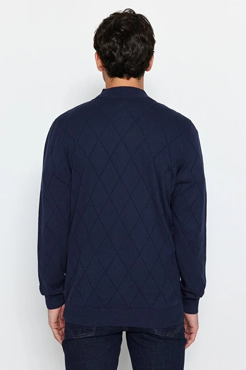 Slim Fit Half Turtleneck Zippered Collar Knit Sweater