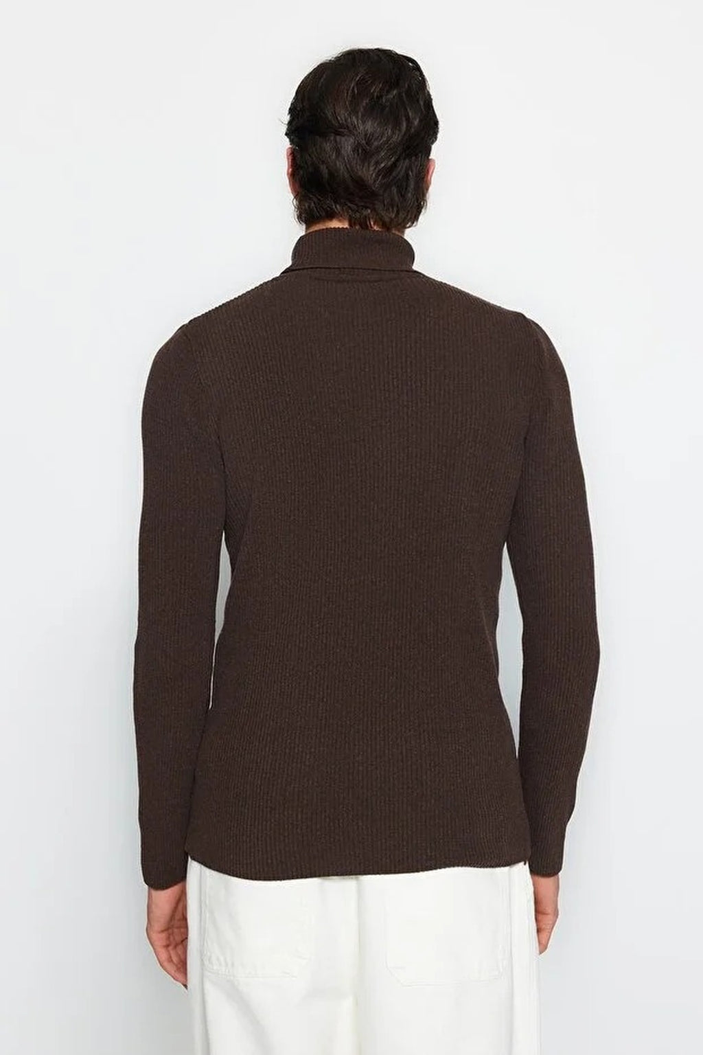 Slim Fit Turtleneck Ribbed Knit Sweater