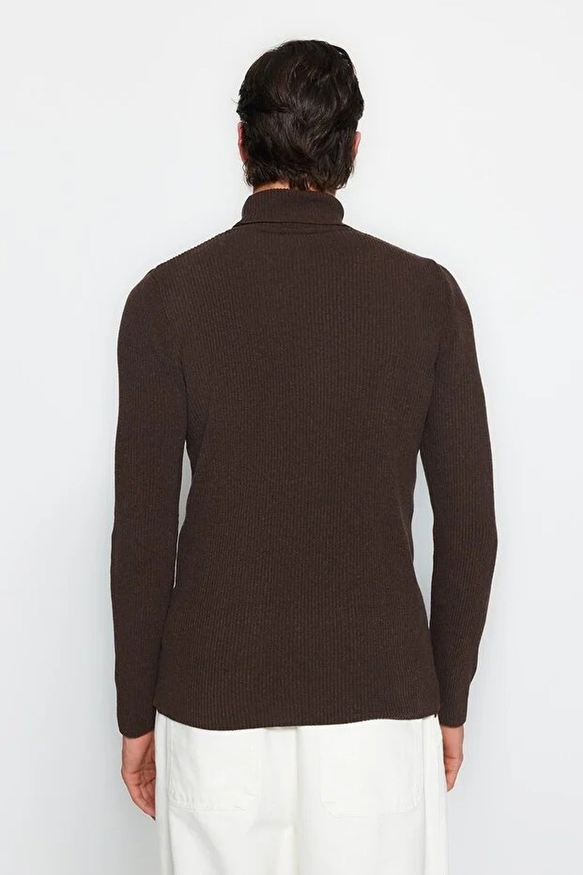 Slim Fit Turtleneck Ribbed Knit Sweater