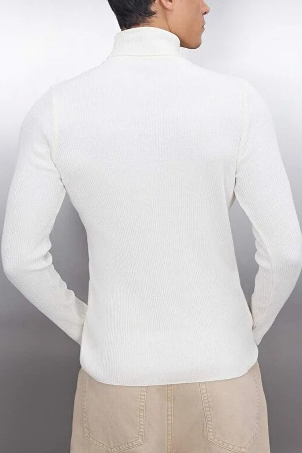 Slim Fit Turtleneck Ribbed Knit Sweater