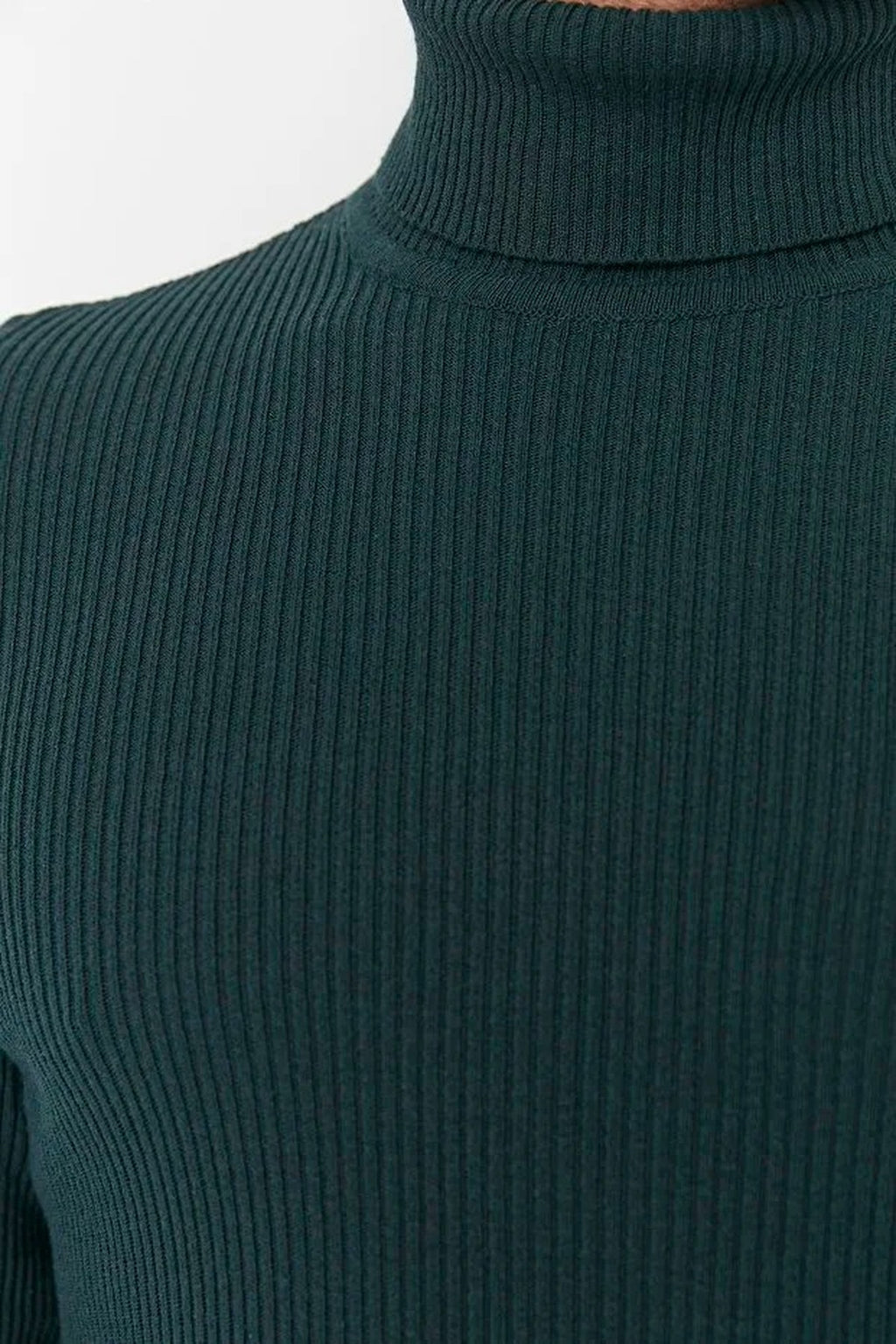 Slim Fit Turtleneck Ribbed Knit Sweater