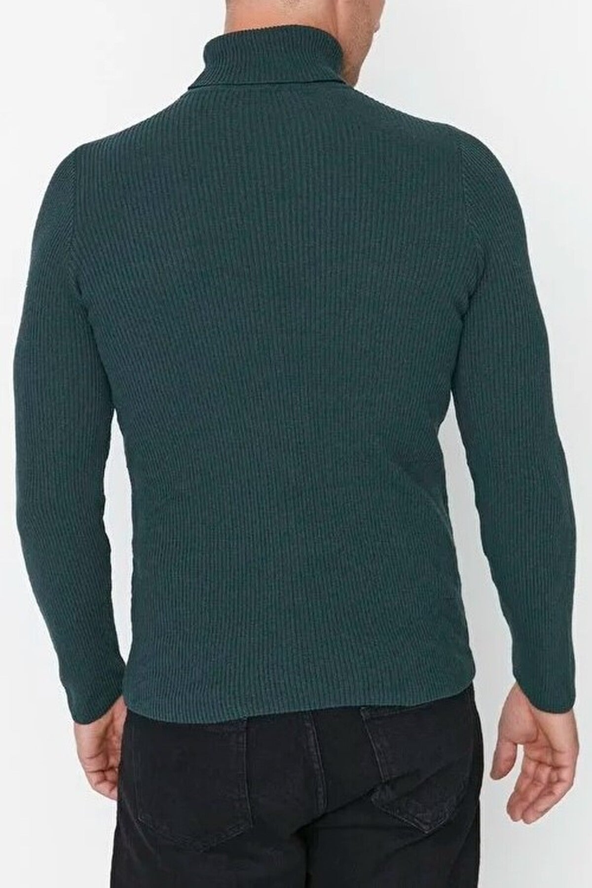 Slim Fit Turtleneck Ribbed Knit Sweater
