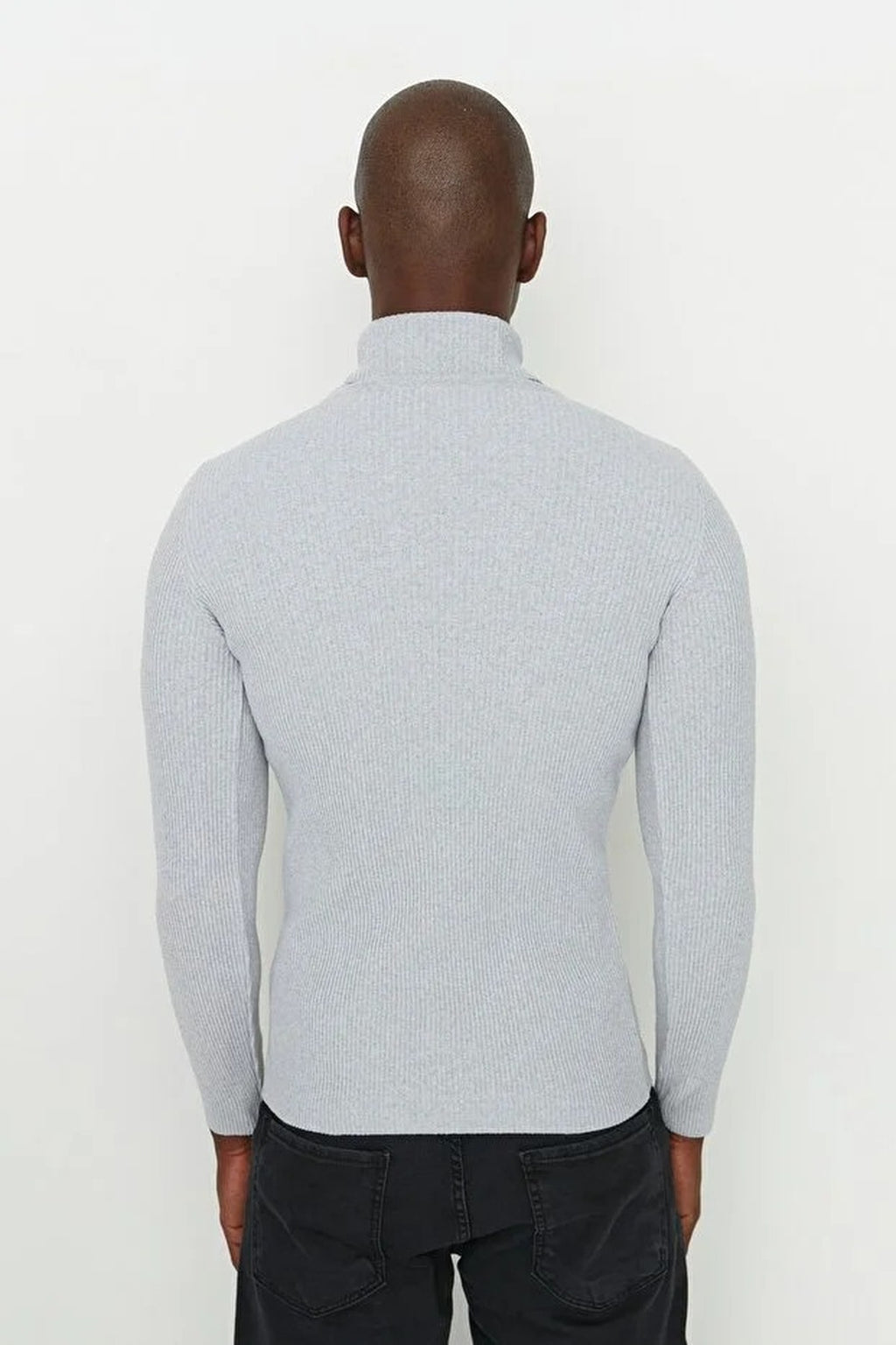 Slim Fit Turtleneck Ribbed Knit Sweater