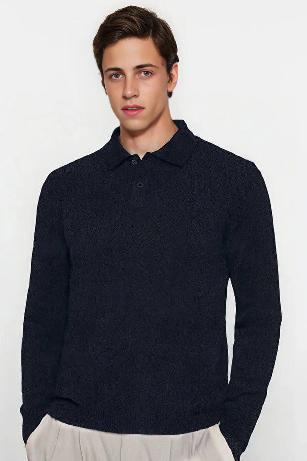 Polo Neck Textured Sweater