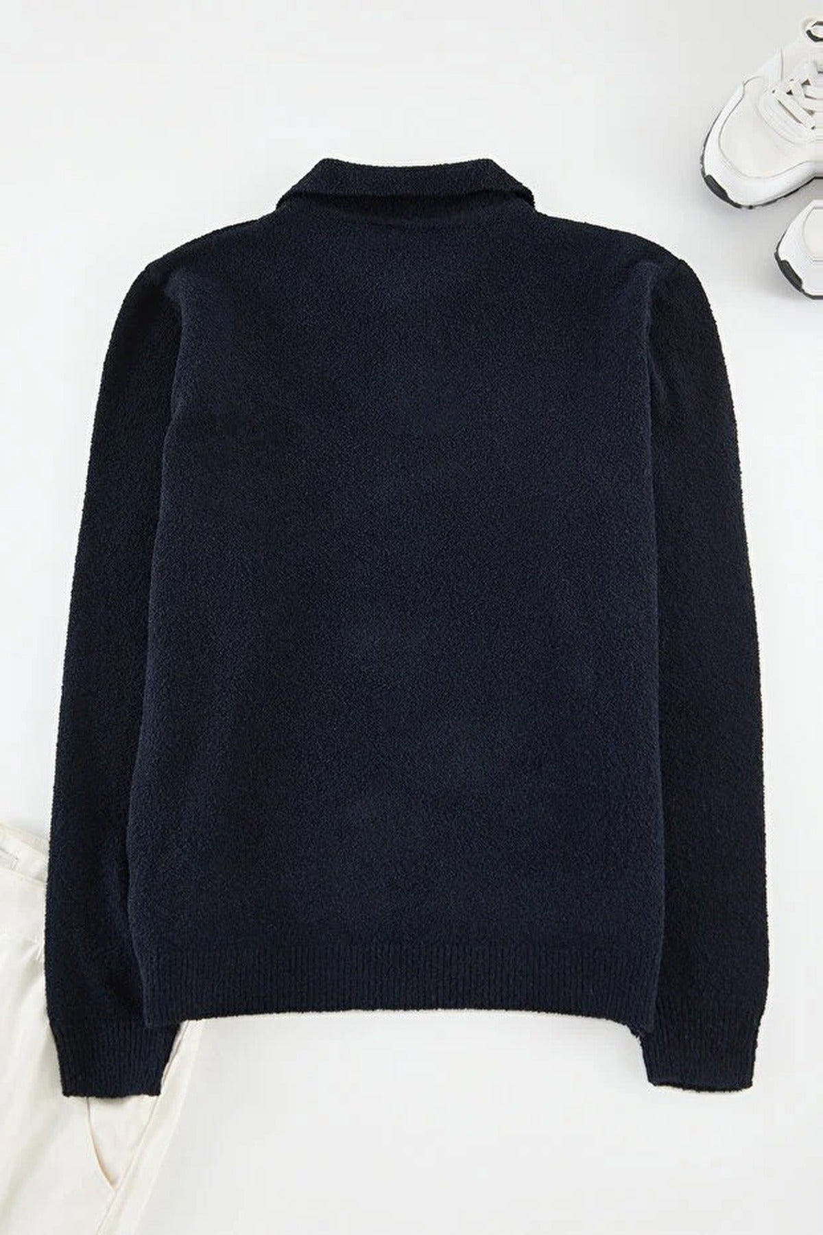 Polo Neck Textured Sweater