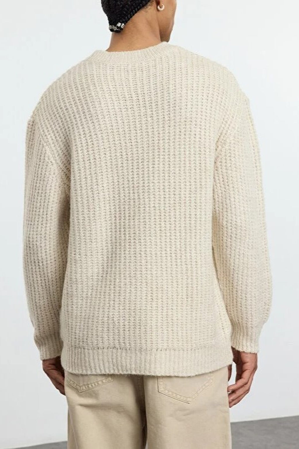 Crew Neck Textured Knit Sweater