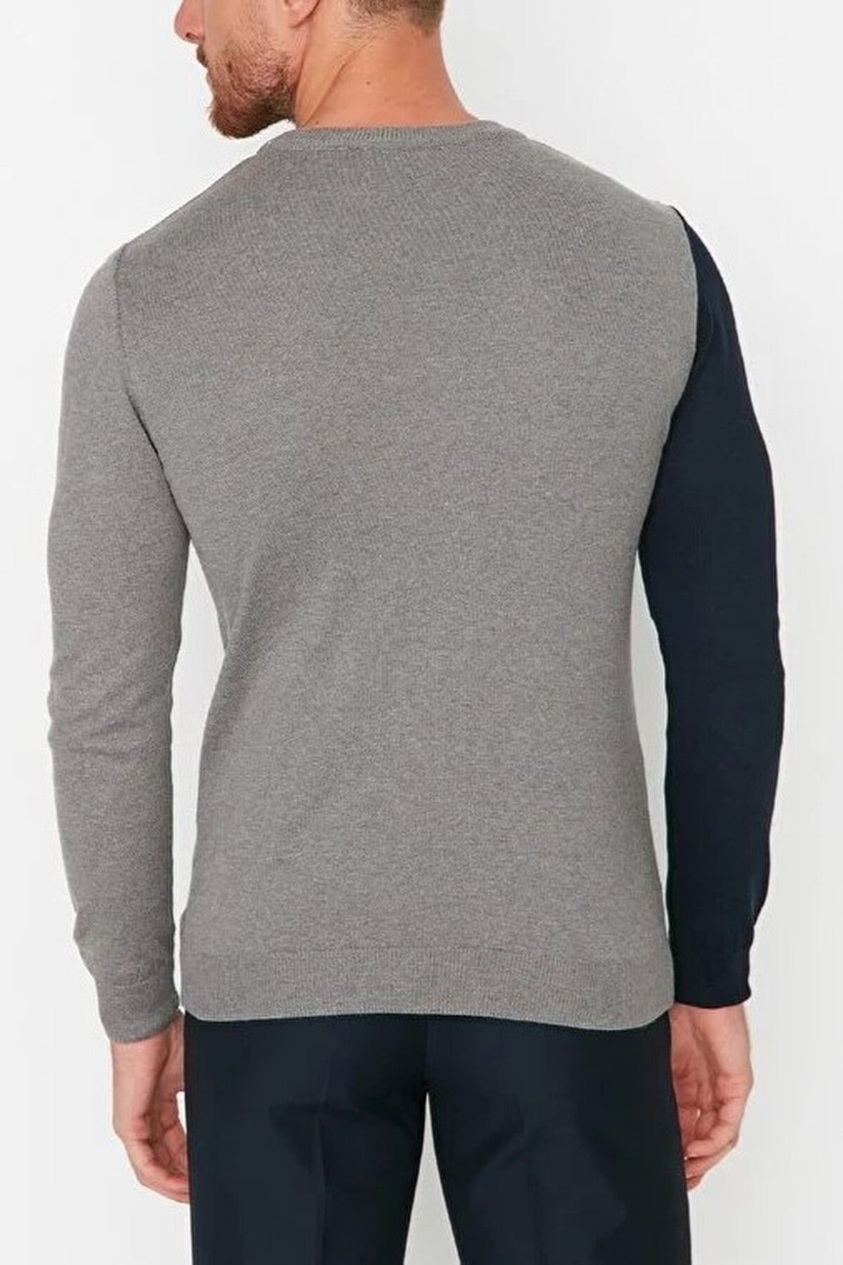 Crew Neck Color Block Knit Sweater