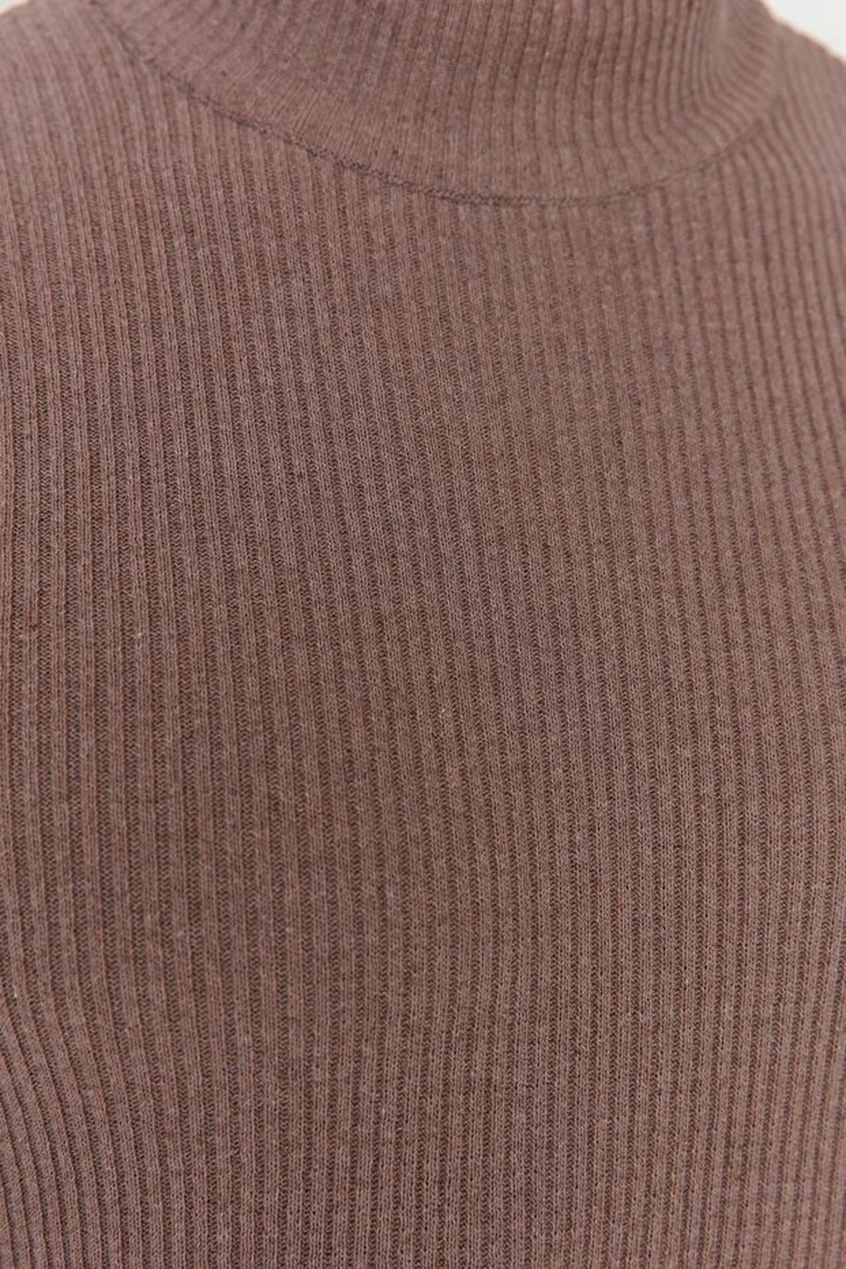 Half Turtleneck Ribbed Knit Sweater