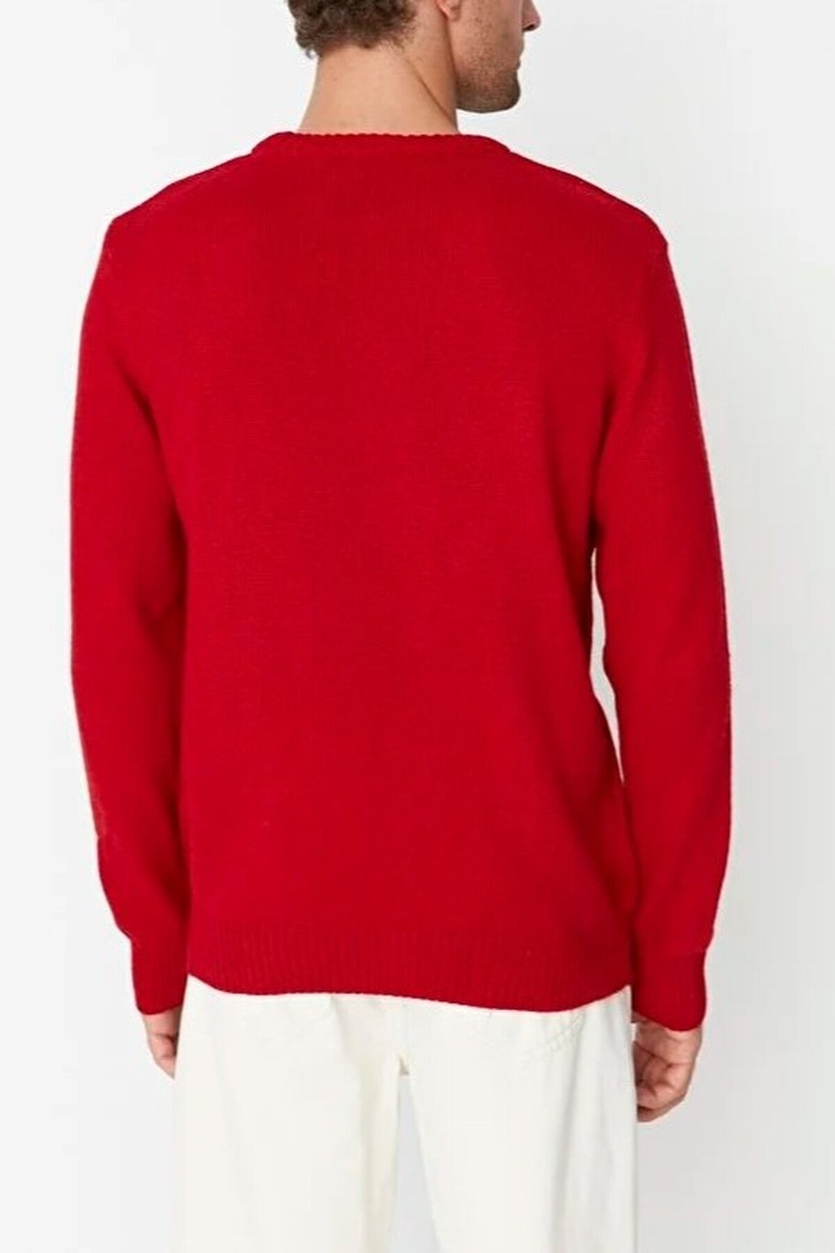 Crew Neck Deer Patterned Christmas Knit Sweater