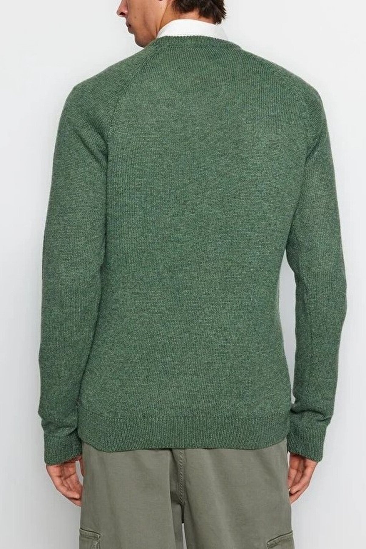 Crew Neck Raglan Sleeve Textured Knit Sweater