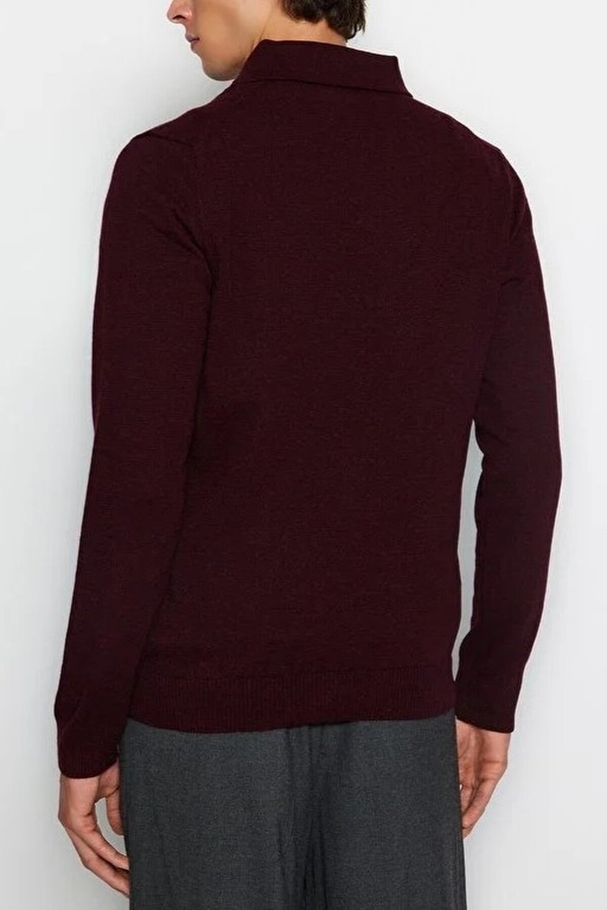 Polo Neck Buttoned Smart Knit Sweater