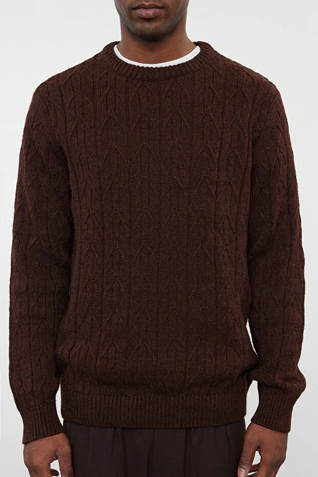 Crew Neck Textured Knit Sweater
