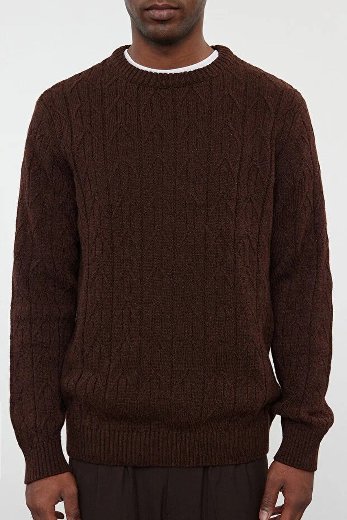 Crew Neck Textured Knit Sweater