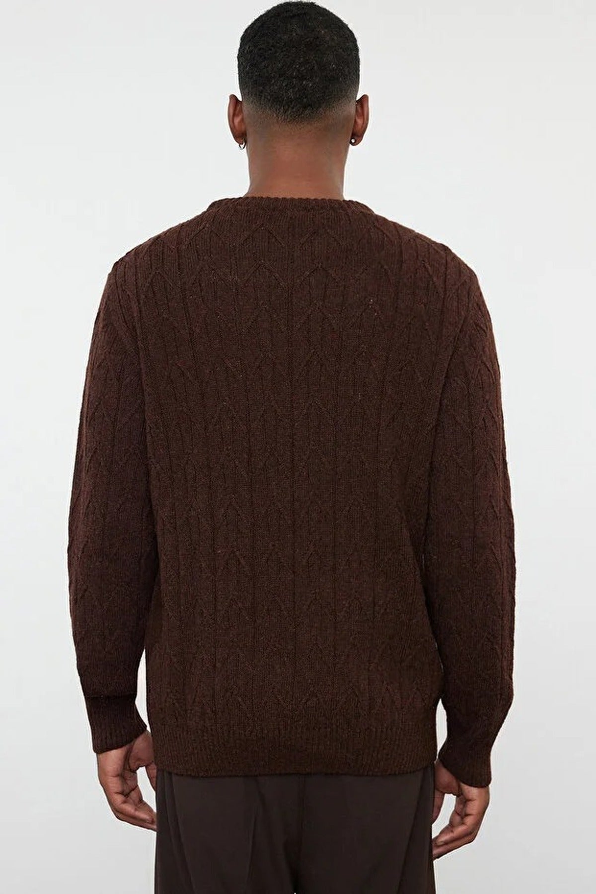 Crew Neck Textured Knit Sweater