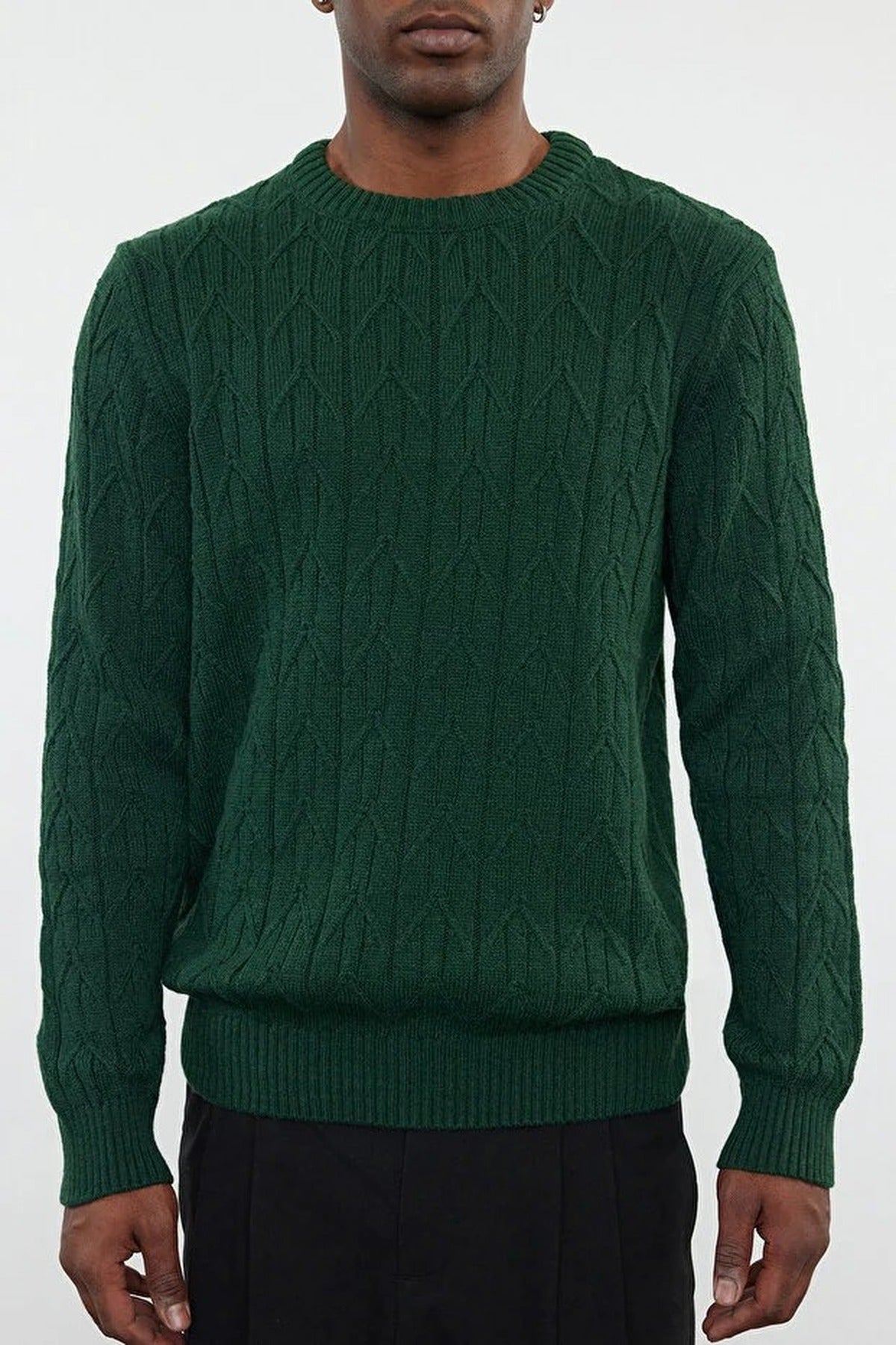 Crew Neck Textured Knit Sweater