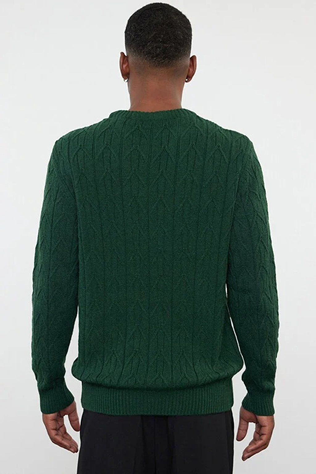 Crew Neck Textured Knit Sweater