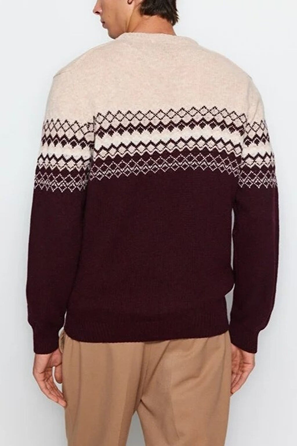 Crew Neck Ethnic Knit Sweater