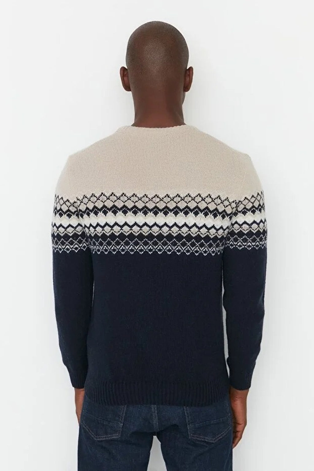 Crew Neck Ethnic Knit Sweater