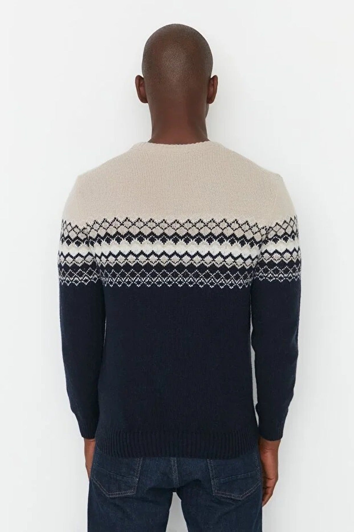 Crew Neck Ethnic Knit Sweater