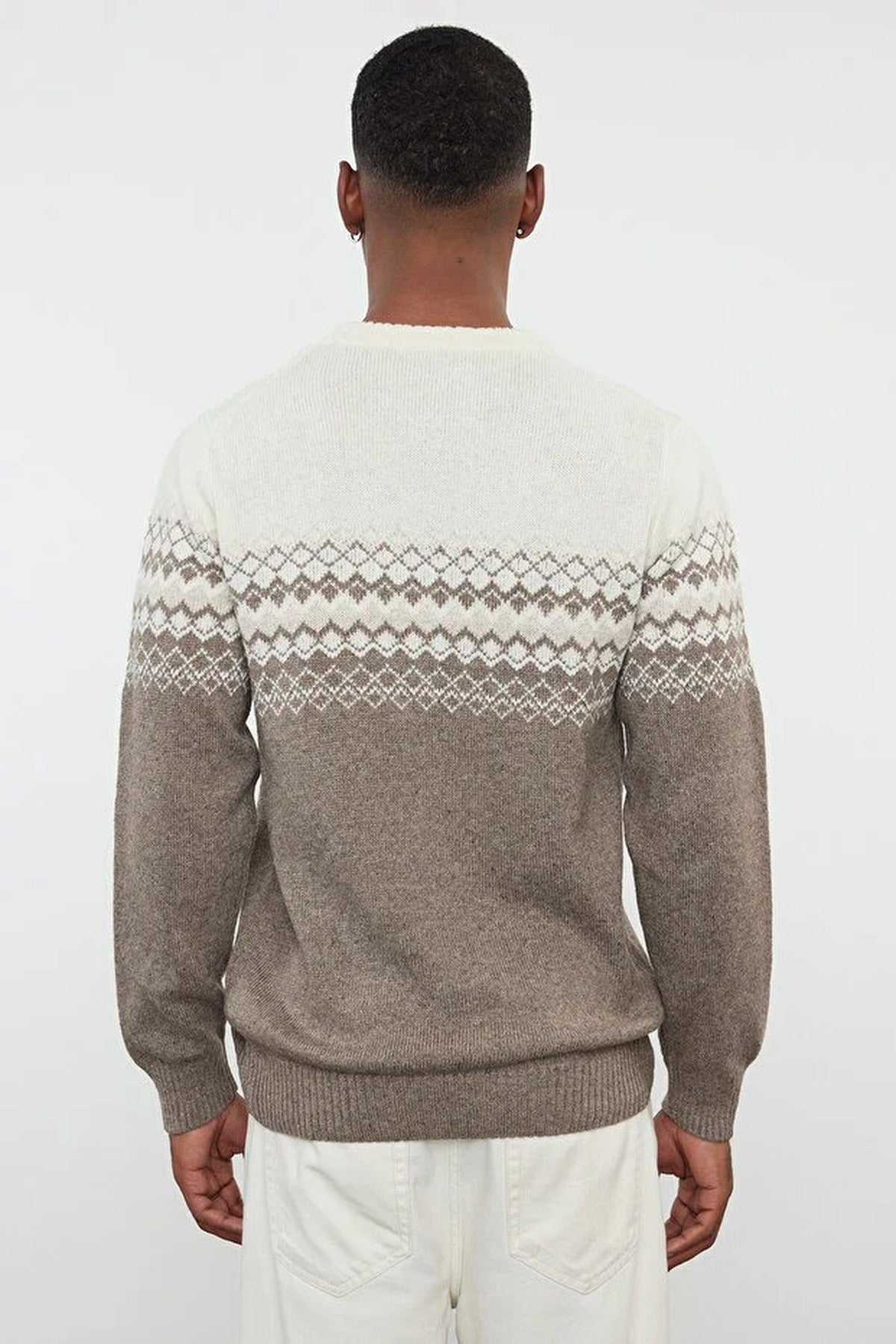 Crew Neck Ethnic Knit Sweater