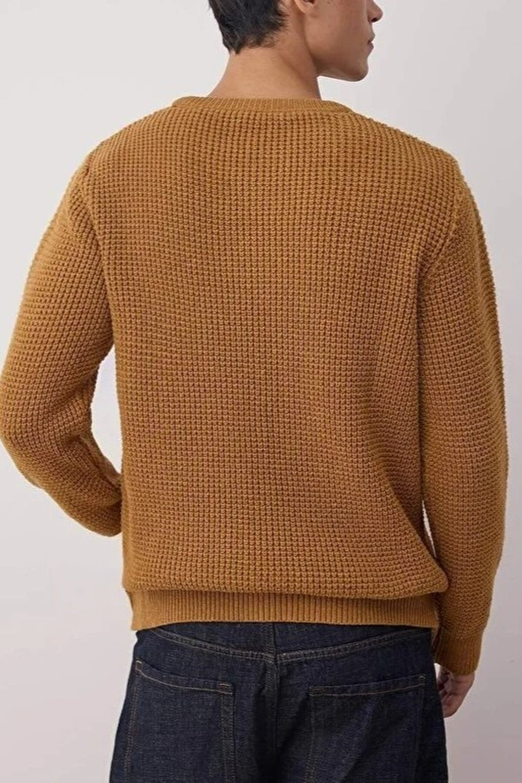Crew Neck Textured Basic Knit Sweater