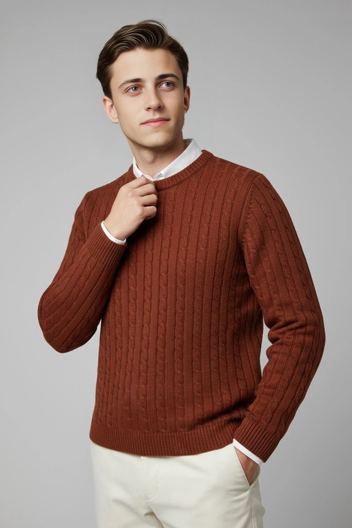 Crew Neck Thick Knit Sweater