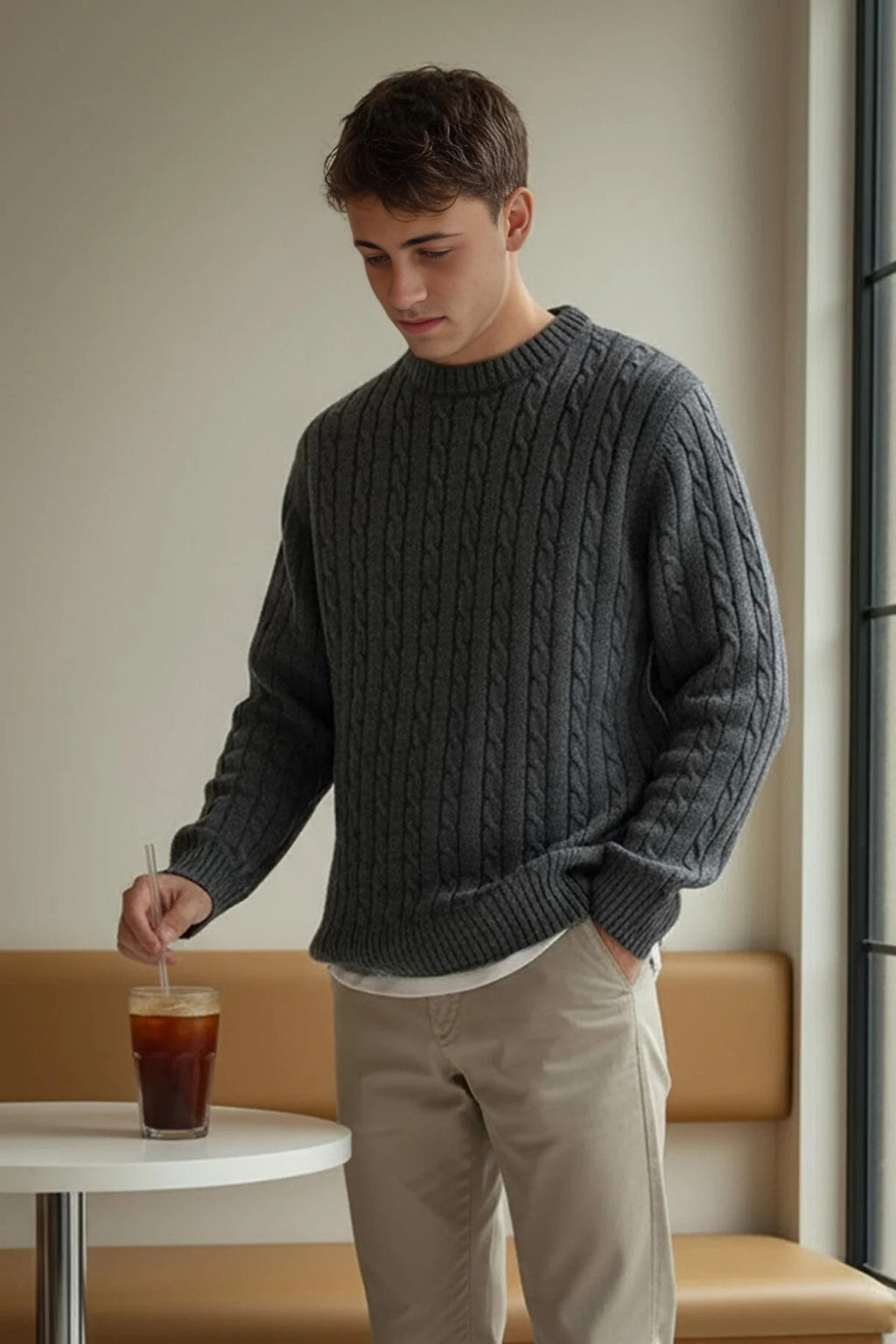 Crew Neck Thick Knit Sweater