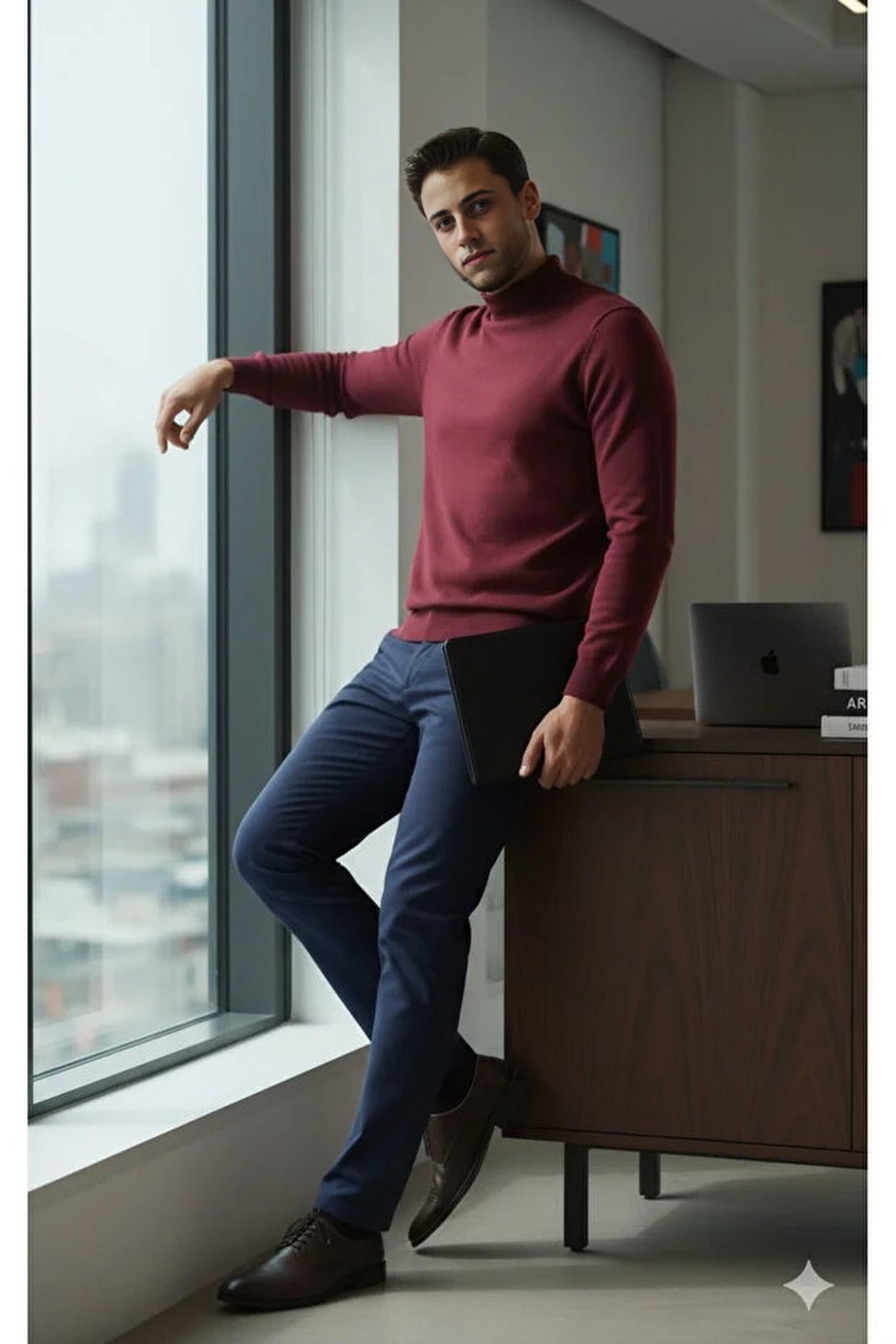 Half Turtleneck Regular Fit Knit Sweater