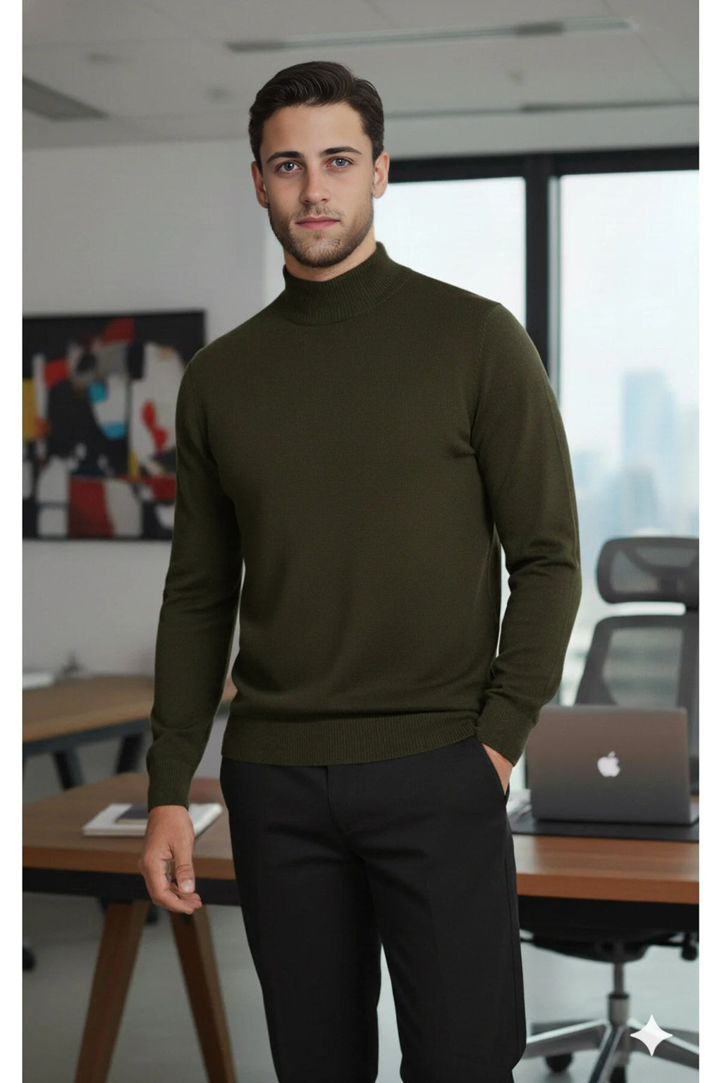Half Turtleneck Regular Fit Knit Sweater