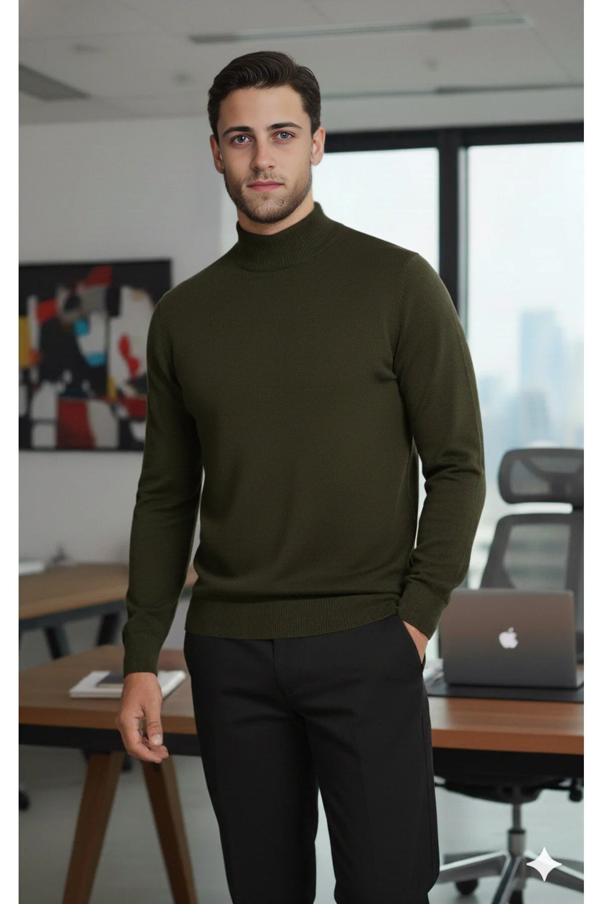 Half Turtleneck Regular Fit Knit Sweater