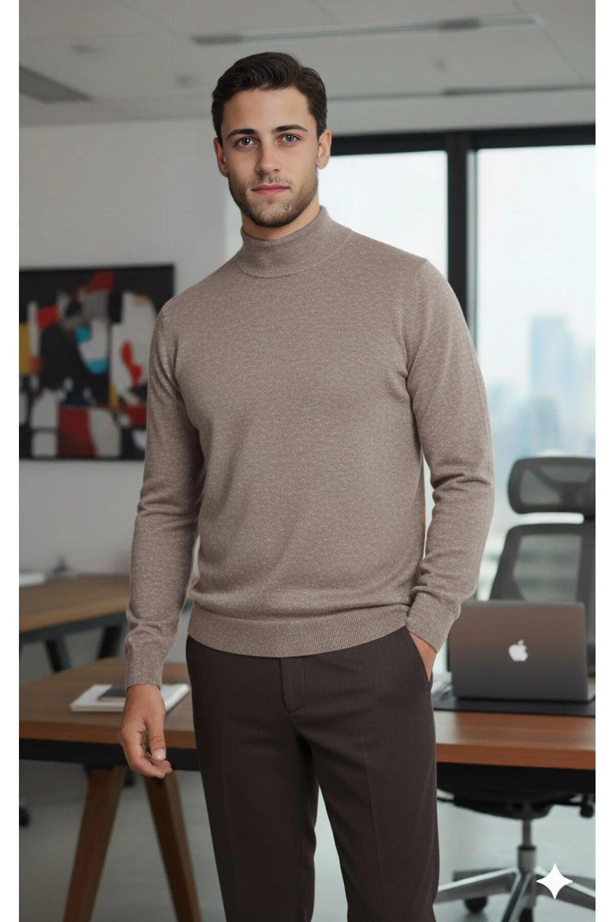 Half Turtleneck Regular Fit Knit Sweater